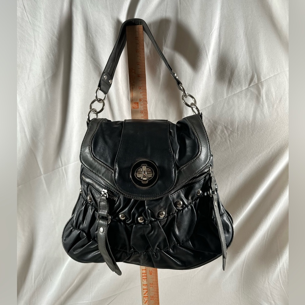 Grunge 2000s Emo Style Purse Bag Women’s Y2K Goth Studded Black Punk Strap Bag
